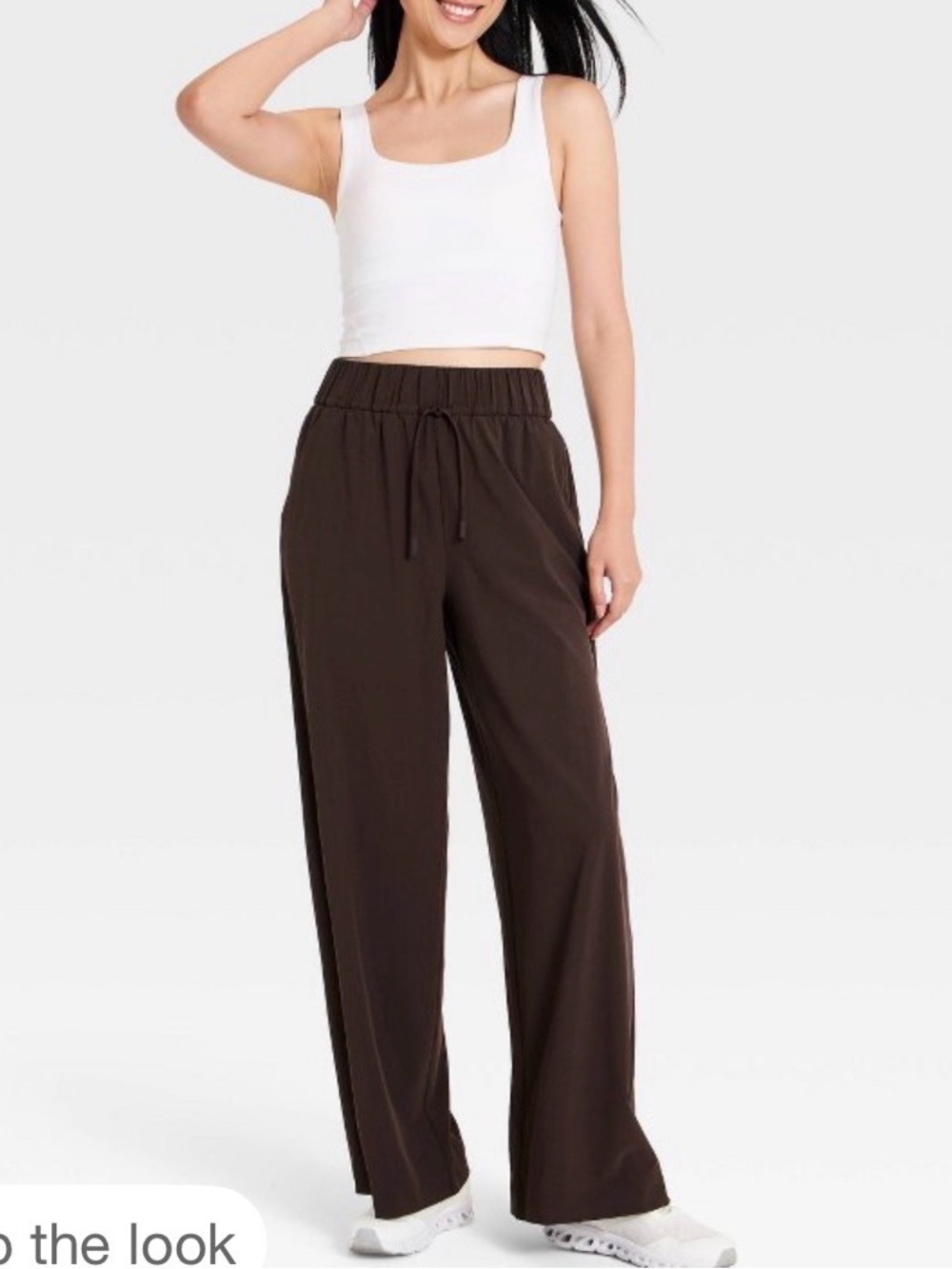 all in motion brown high rise Wide-Leg Drawstring active Pants small